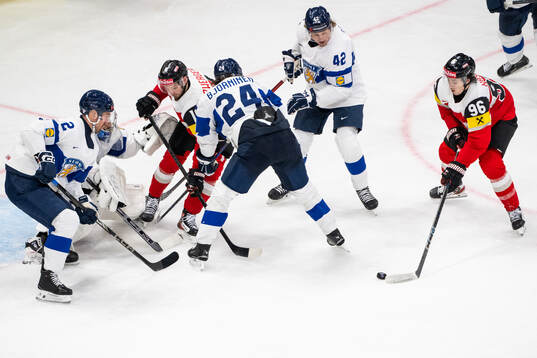 Marco Kasper of Austria scores a goal for 2-2 in