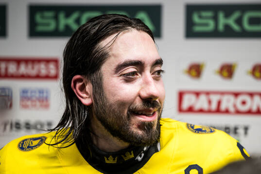 Mika Zibanejad of Sweden is being interviewed
