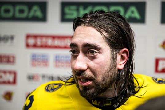 Mika Zibanejad of Sweden is being interviewed