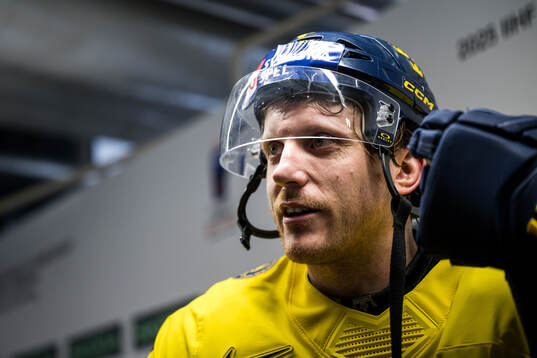 Jonas Brodin of Sweden is being interviewed