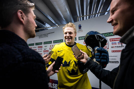 Emil Heineman of Sweden is being interviewed