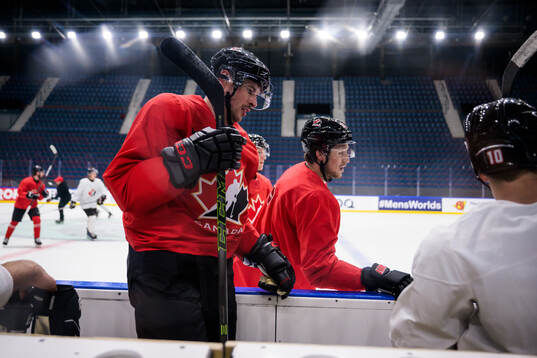 Sidney Crosby of Canada at a practice session