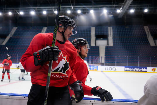 Sidney Crosby of Canada at a practice session