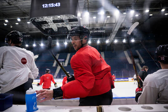 Sidney Crosby of Canada at a practice session