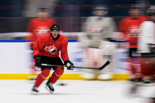 Sidney Crosby of Canada at a practice session