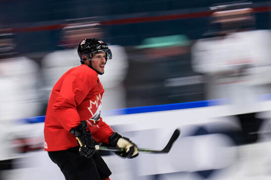 Sidney Crosby of Canada at a practice session