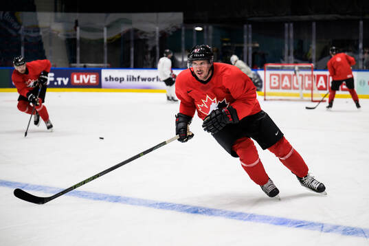 Sidney Crosby of Canada at a practice session