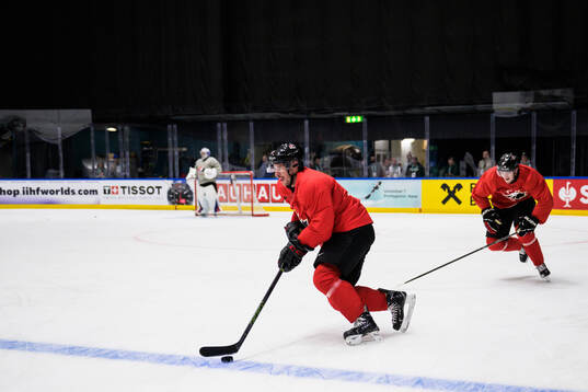 Sidney Crosby of Canada at a practice session