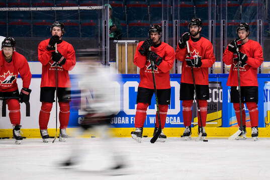 Macklin Celebrini, Sidney Crosby, Adam Fantilli and Kent