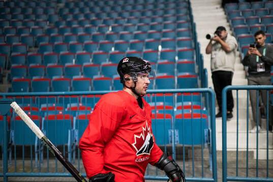 Sidney Crosby of Canada at a practice session