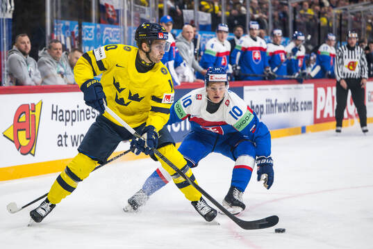 Alexander Wennberg of Sweden and Adam Sykora of Slovakia