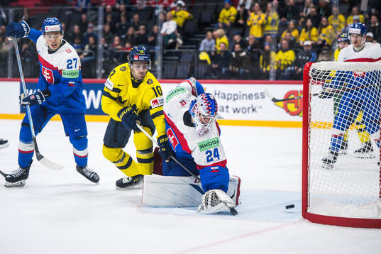Mika Zibanejad of Sweden (not pictured) scores 5-0 past