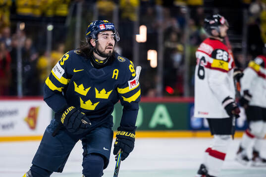 Mika Zibanejad of Sweden celebrates