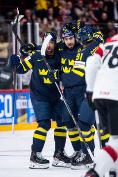 Mika Zibanejad of Sweden celebrating