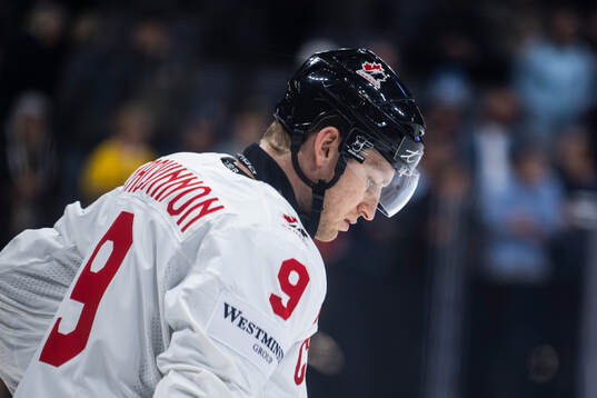 Nathan MacKinnon of Canada at warm-up