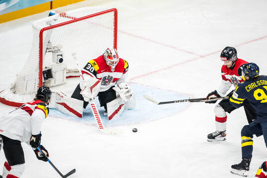 Goaltender David Kickert of Austria