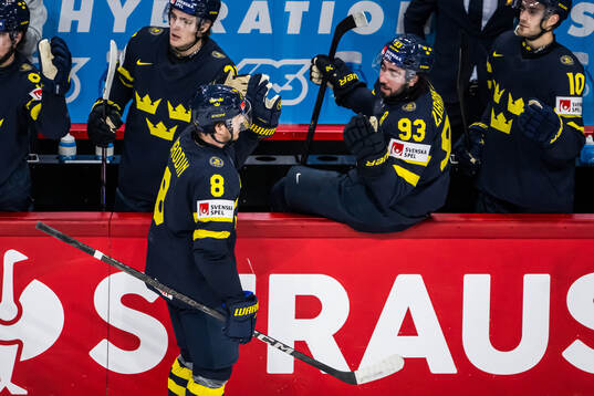 Jonas Brodin of Sweden celebrating