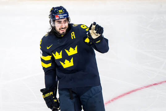 Mika Zibanejad of Sweden celebrating