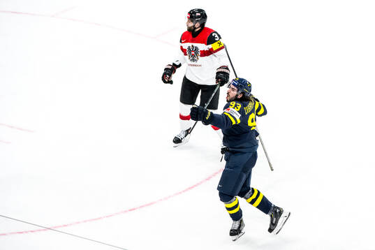Mika Zibanejad of Sweden celebrating