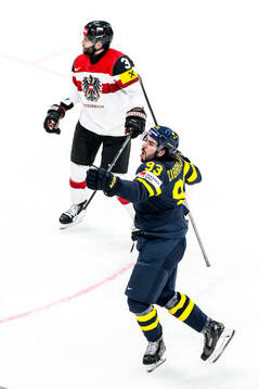 Mika Zibanejad of Sweden celebrating