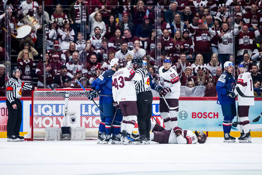 Kaspars Daugavins of Latvia is down