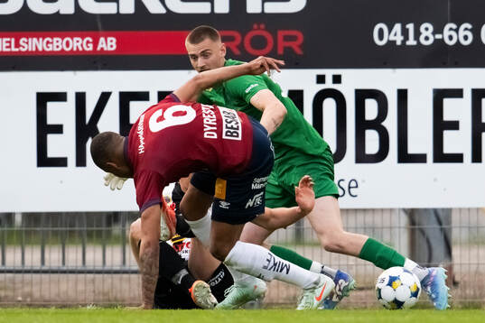 Landskronas målvakt Marcus Pettersson och Gustaf Bruzelius