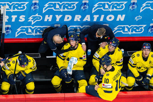 Lucas Raymond of Sweden receives treatment