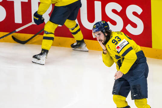 Mika Zibanejad of Sweden in pain
