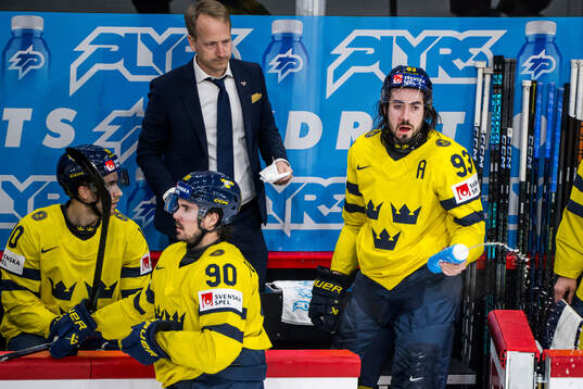 Mika Zibanejad of Sweden in pain