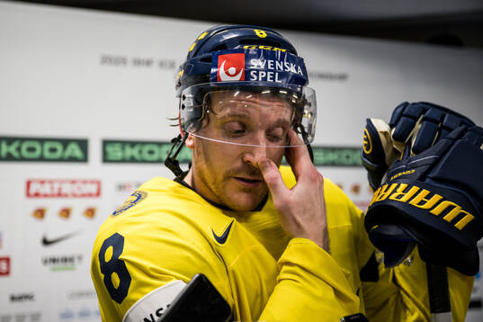 Jonas Brodin of Sweden is being interviewed