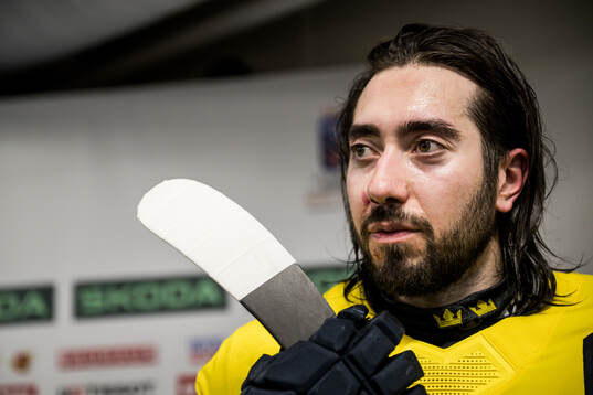 Mika Zibanejad of Sweden is being interviewed