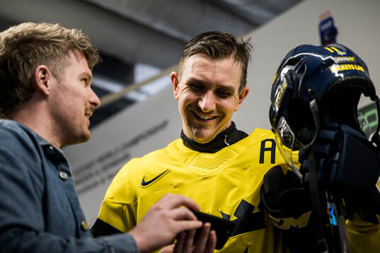 Mikael Backlund of Sweden is being interviewed