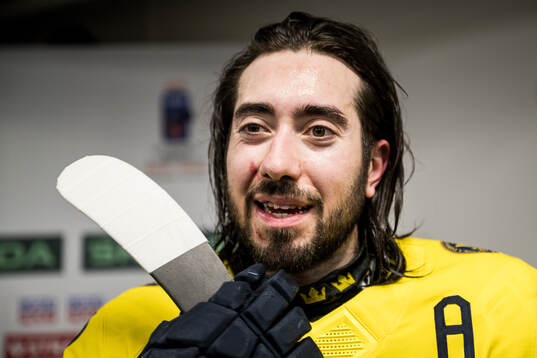 Mika Zibanejad of Sweden is being interviewed