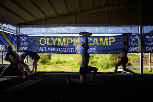 Ice hockey athletes of Sweden at a training session