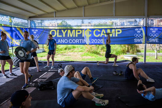 Ice hockey and alpine skiing athletes of Sweden at a