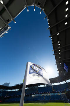En hörnflagga på Gamla Ullevi