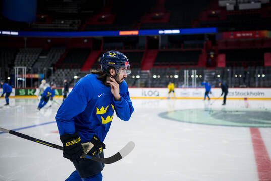 Mika Zibanejad of Sweden at a practice session