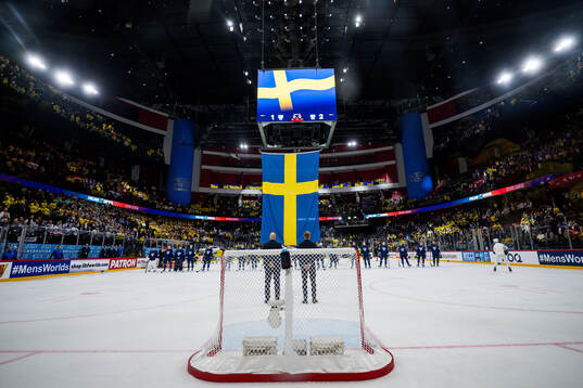 The Swedish flag is raised