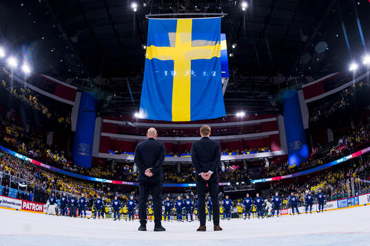 The Swedish flag is raised