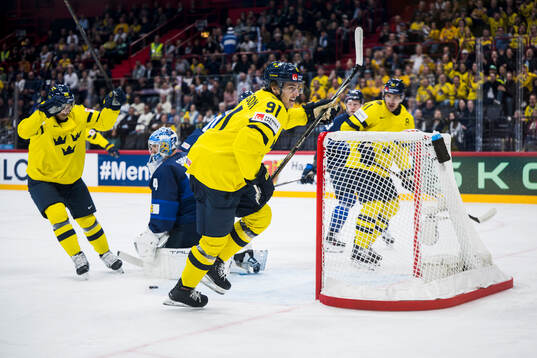 Leo Carlsson of Sweden celebrates the 0-1 goal