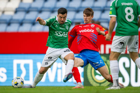 Helsingborgs Adrian Svanbäck och Brages Haris Brkic