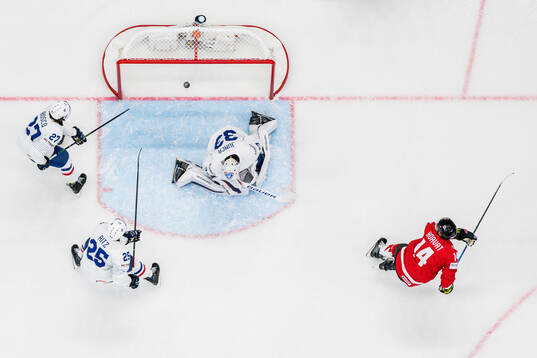 Bo Horvat of Canada scores 1-0 past Jules Boscq, Nicolas