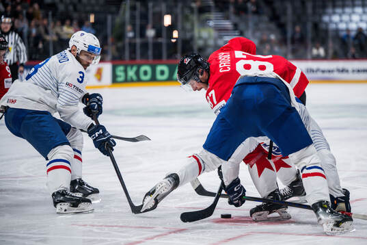 Charles Bertrand of France and Sidney Crosby of Canada