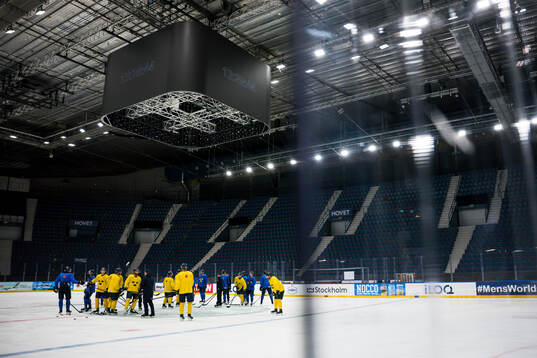 Players of Sweden gathered at a practice session