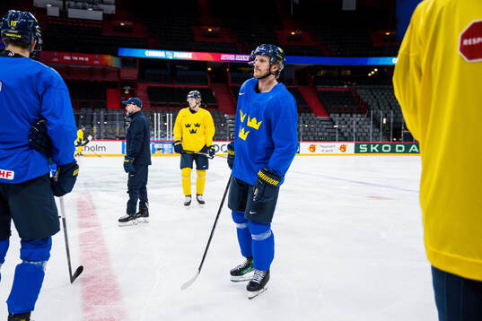 Jonas Brodin of Sweden at a practice session