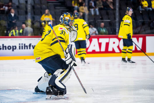 Goaltender Samuel Ersson of Sweden