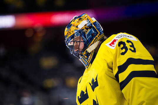 Goaltender Samuel Ersson of Sweden