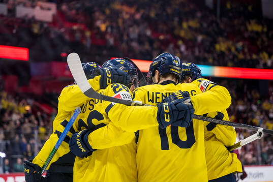 Anton Bengtsson of Sweden celebrating the 0-2 goal
