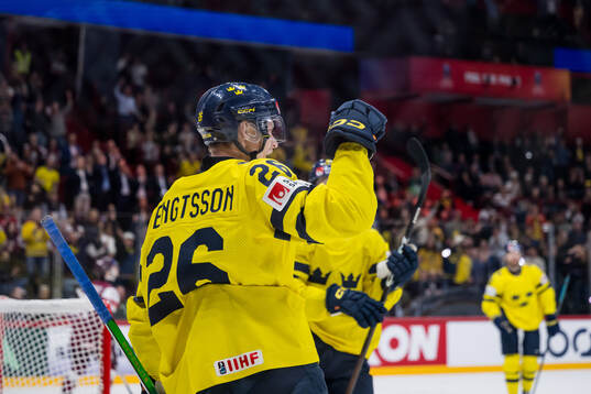 Anton Bengtsson of Sweden celebrating the 0-2 goal
