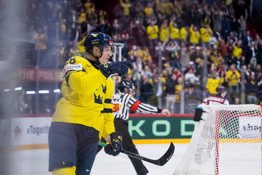 Anton Bengtsson of Sweden celebrating the 0-2 goal